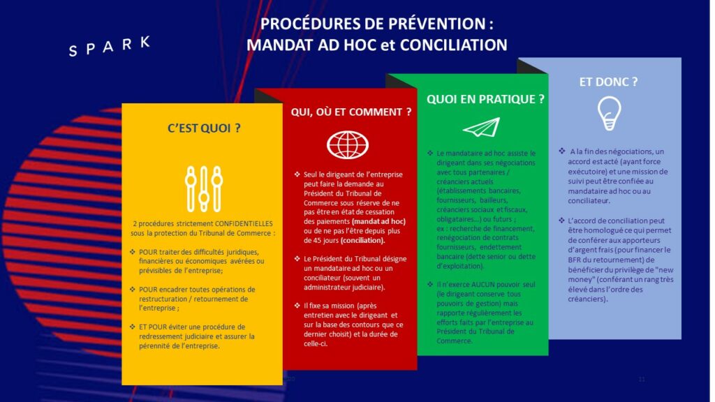 Procédures de prévention mandat ad hoc et conciliation en image