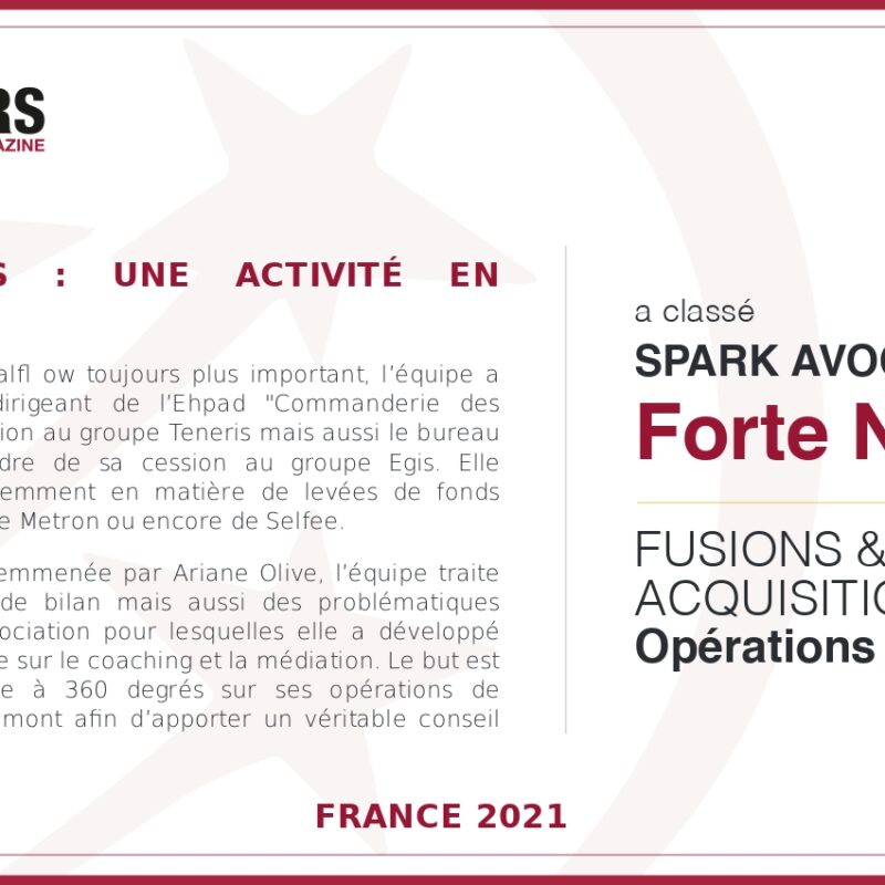 classement spark avocats paris fusions acquisitions