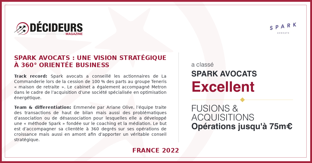 classement fusions acquisition spark avocats