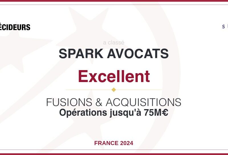 Spark Avocats – Classement Décideurs 2024 – avocat droit des affaires
