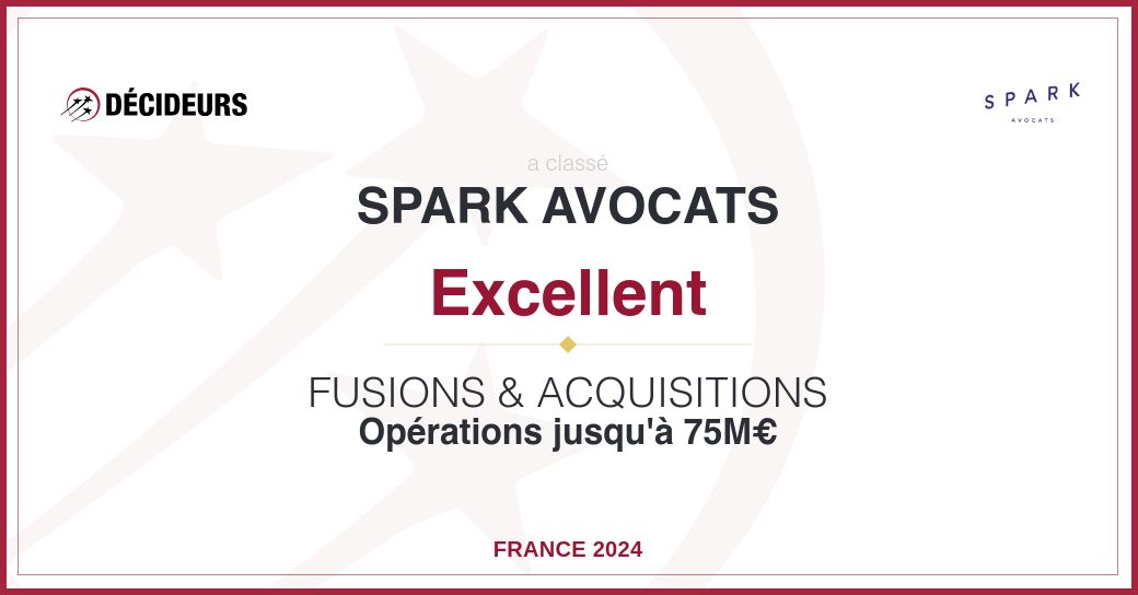 Spark Avocats – Classement Décideurs 2024 – avocat droit des affaires